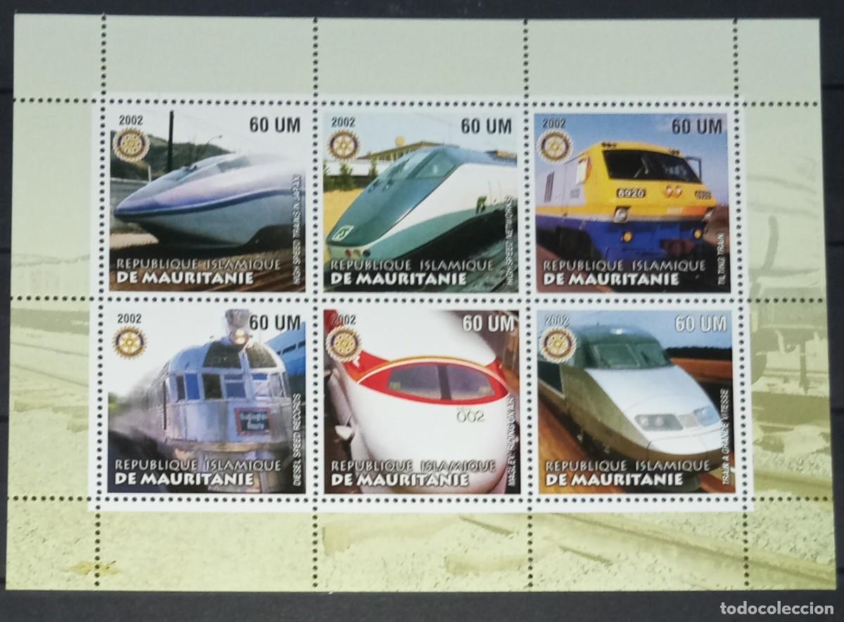 Timbres: MAURITANIA 2002 SHEET MNH TRENES TRAINS TRENI ZUGE COMBOIOS