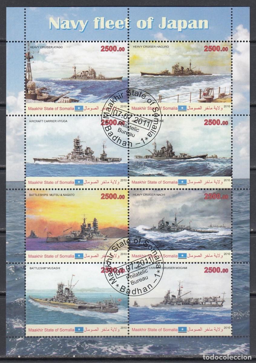 Selos: SOMALIA 2010 SHEET USED MNH BARCOS SHIPS MARINA JAPONESA SEGUNDA GUERRA MUNDIAL SECOND WORLD WAR