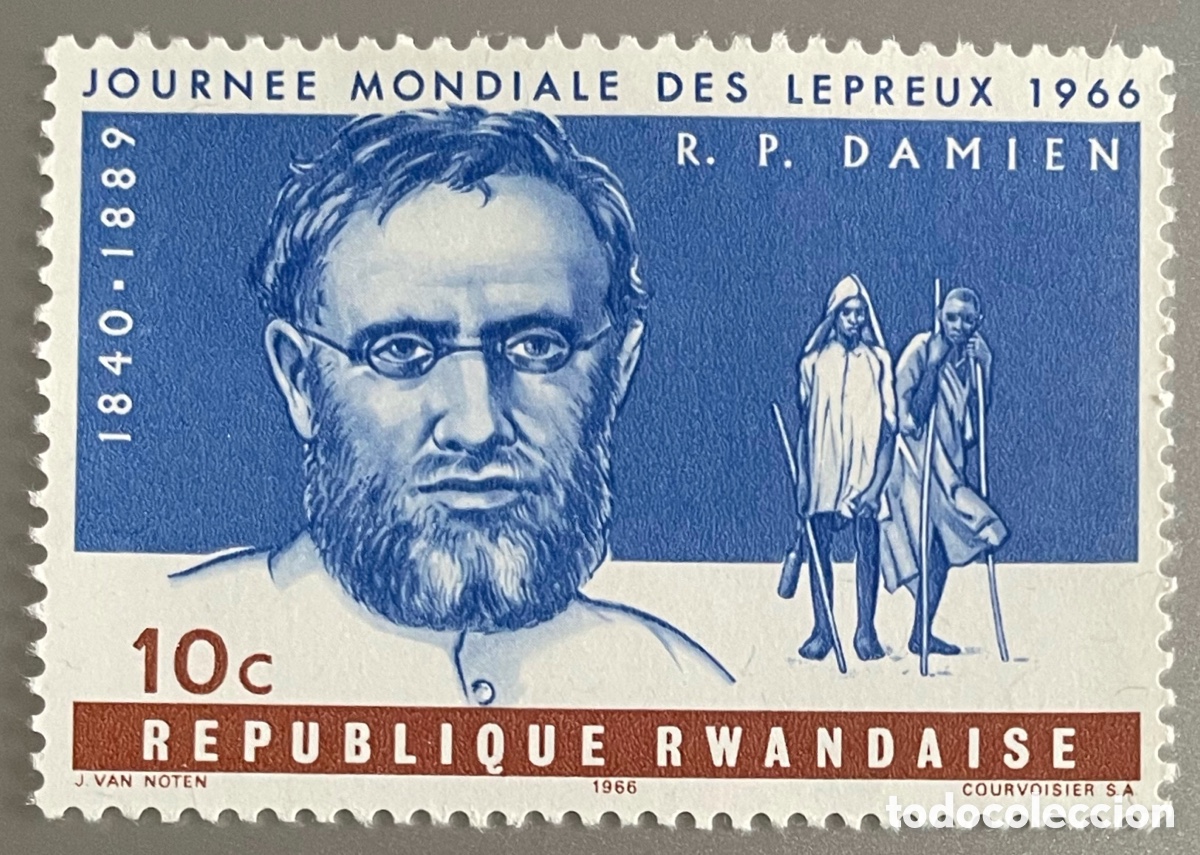 Selos: Ruanda. Rwanda. D&iacute;a Mundial de la lepra. 1966