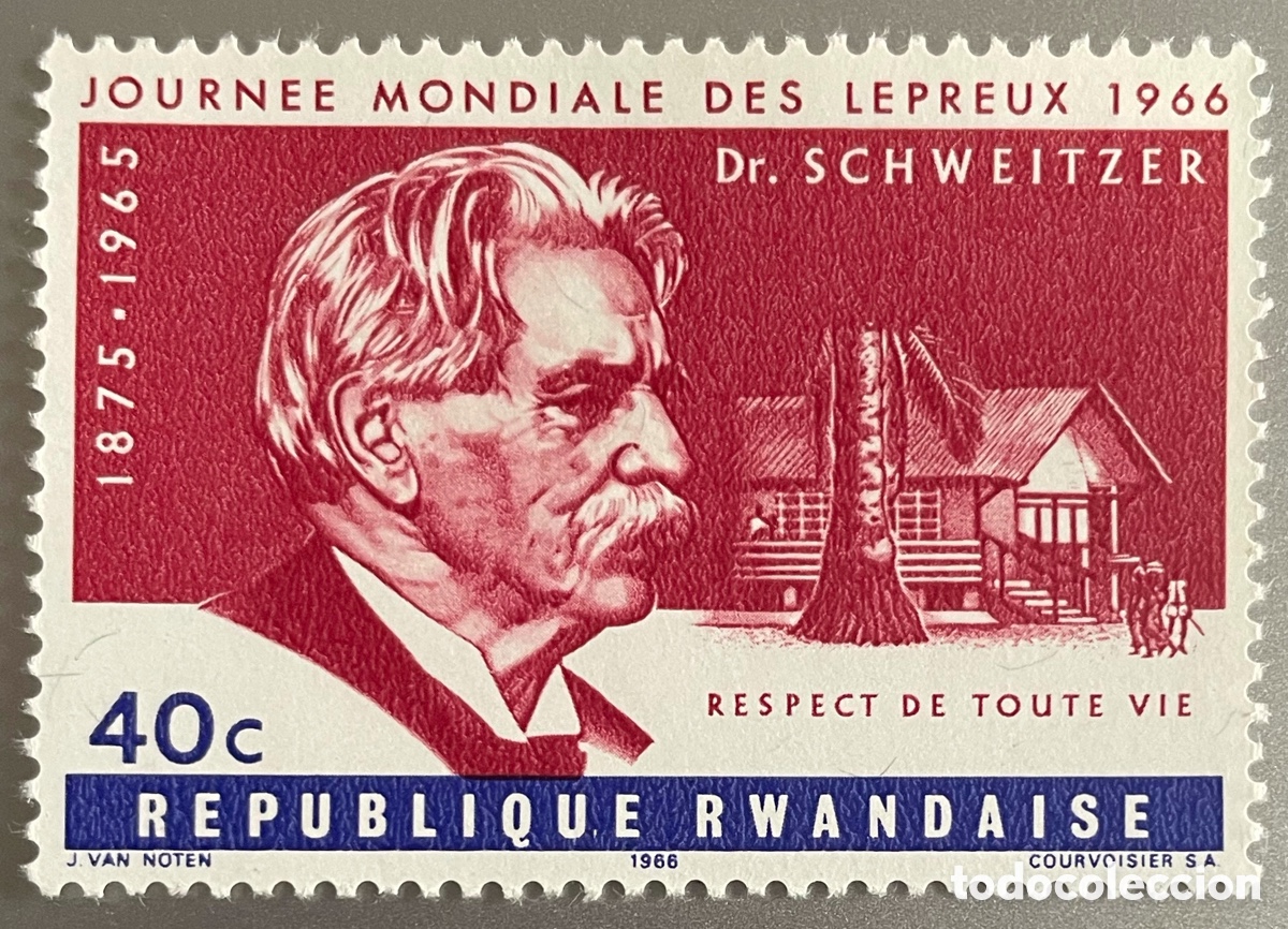 Selos: Ruanda. Rwanda. D&iacute;a Mundial de la lepra. 1966