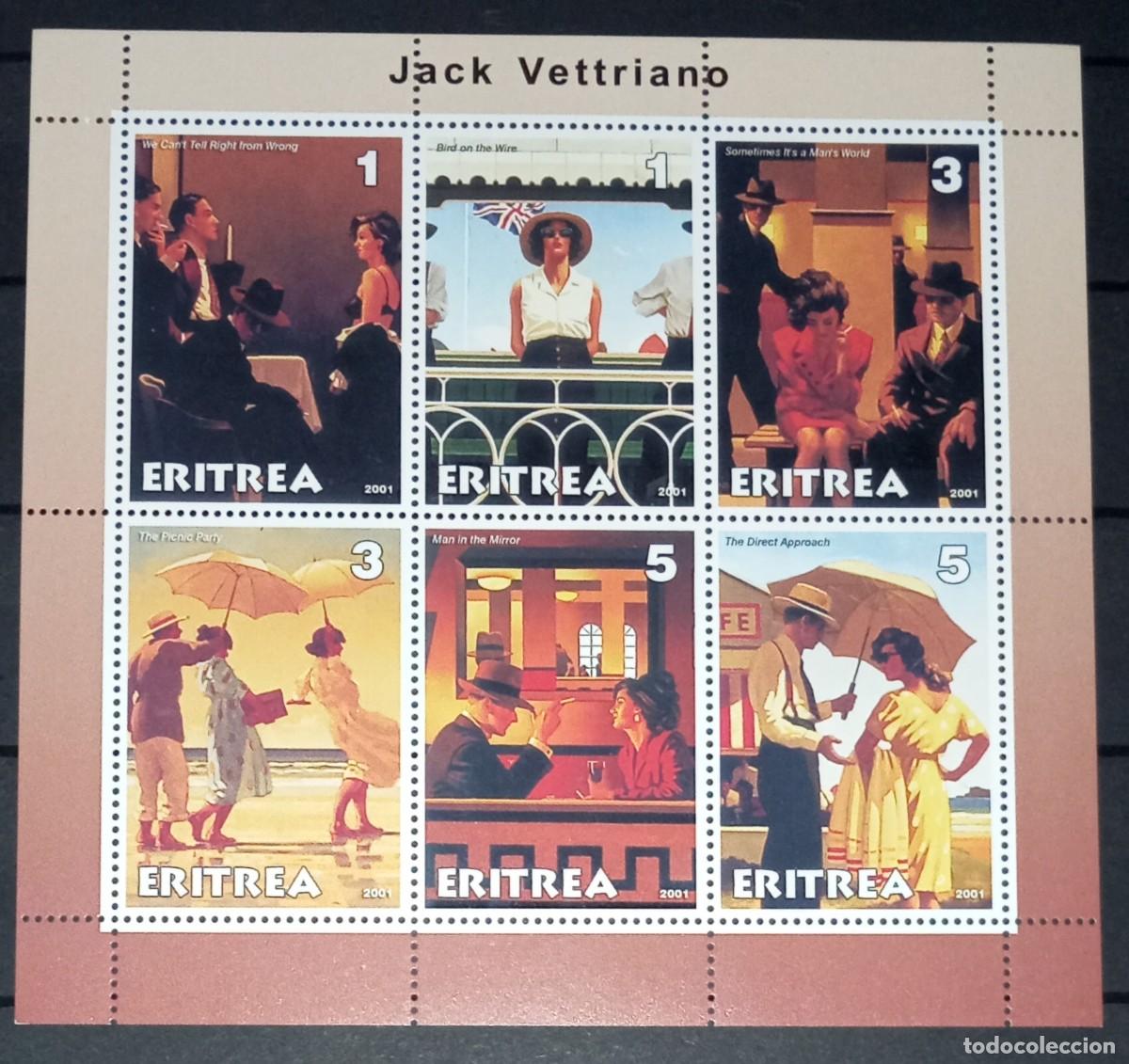 Timbres: ERITREA 2001 SHEET MNH JACK VETTRIANO ART PAINTINGS ARTE PINTURAS