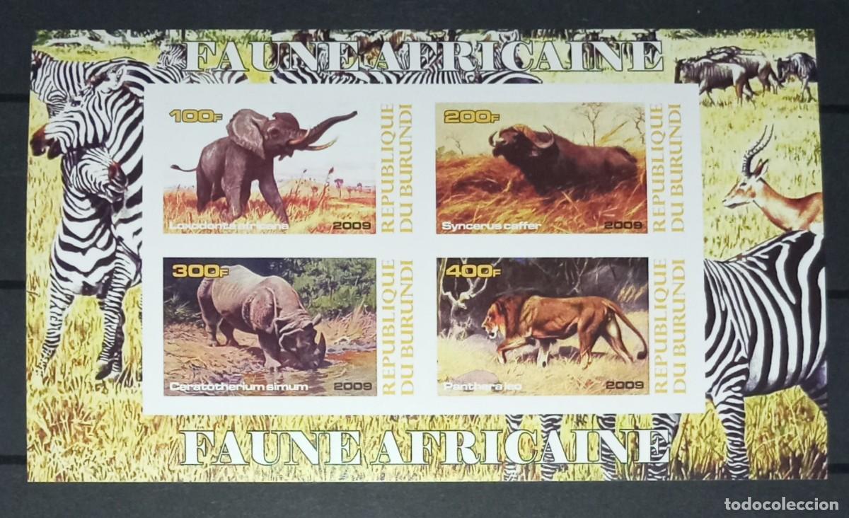 Timbres: BURUNDI 2009 SHEET MNH IMPERF FAUNA MAMIFEROS ELEFANTES RINOCERONTES RHINOS BUFALOS LEONES WILDLIFE