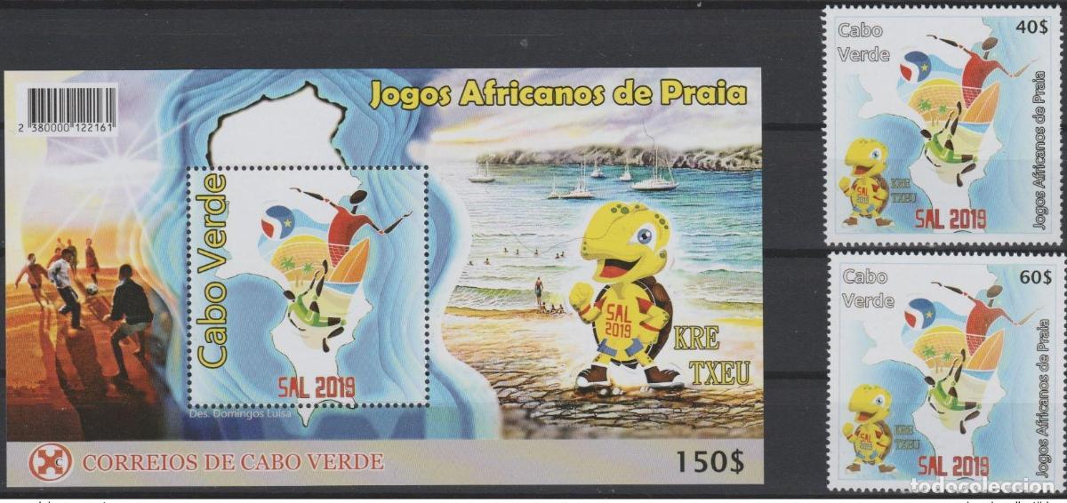 Briefmarken: Cabo Verde 2019 Mi. 1052-3 Bl. 49 Juegos Africano Praia SAL 2 vales+ S/S MNH