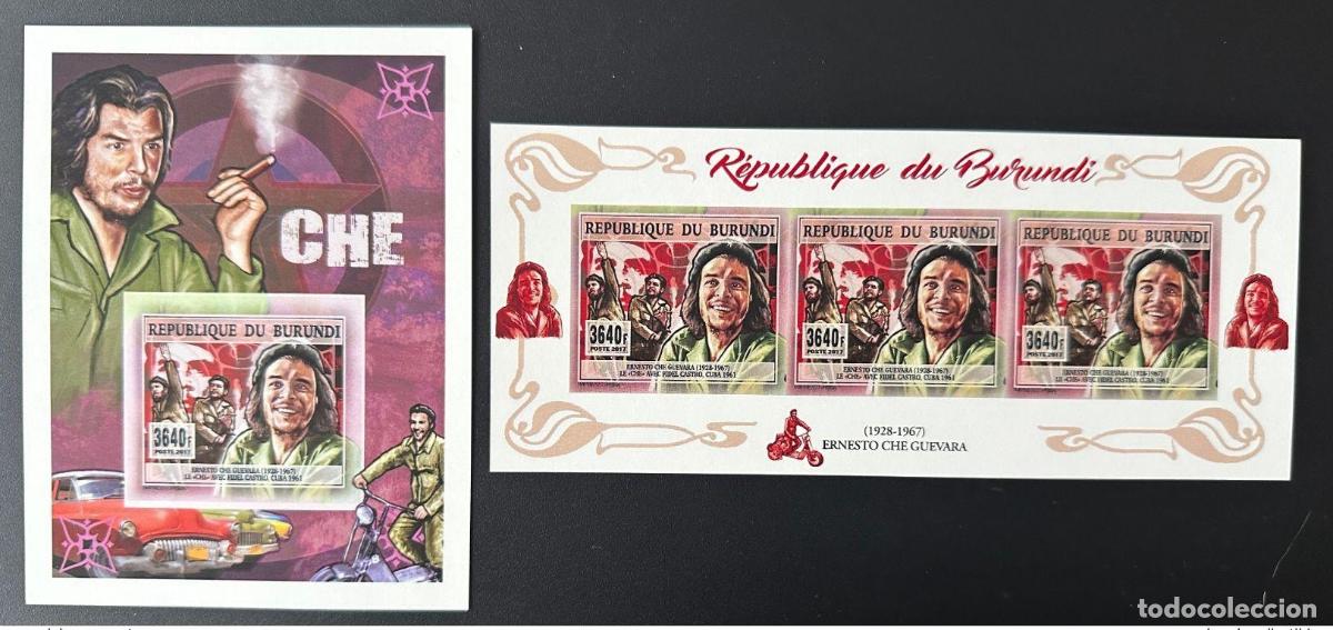 Briefmarken: Burundi 2017 Mi.? ND Che Guevara Fidel Castro autom&oacute;vil motocicleta