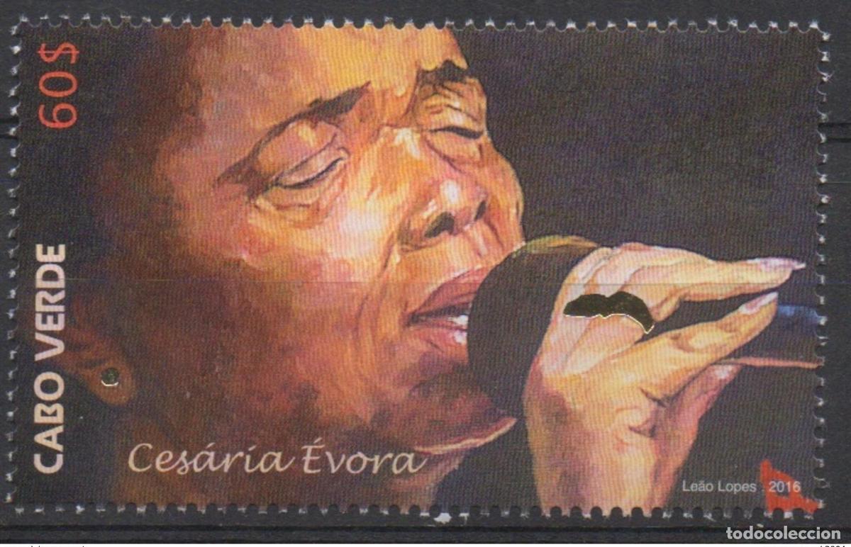 Sellos: Cabo Verde 2016 - Cesaria Evora Bataclan Paris music Musik Mi.? 1 &oacute;valo. 5 MM