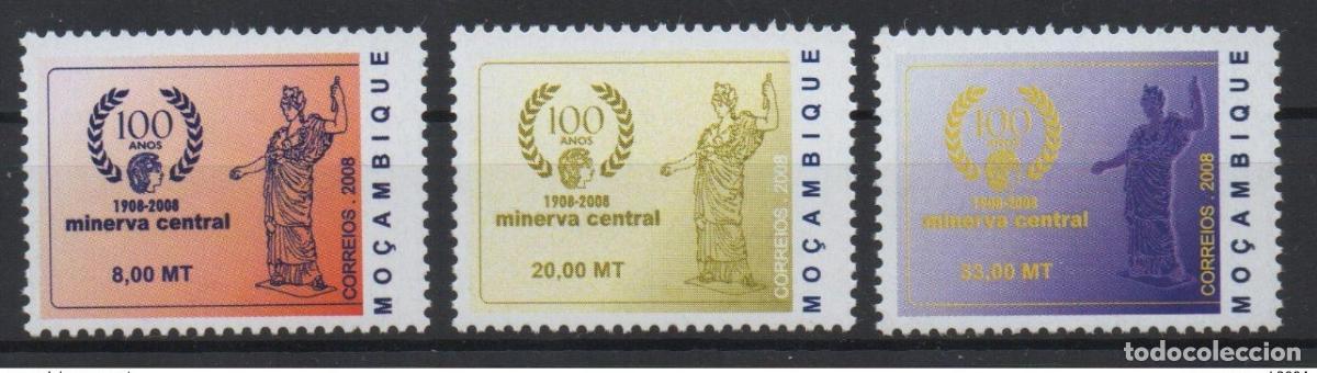 Sellos: Mo&ccedil;ambique 2008 Mi. 3067-3069 - Libro de la Biblioteca Central Minerva MNH