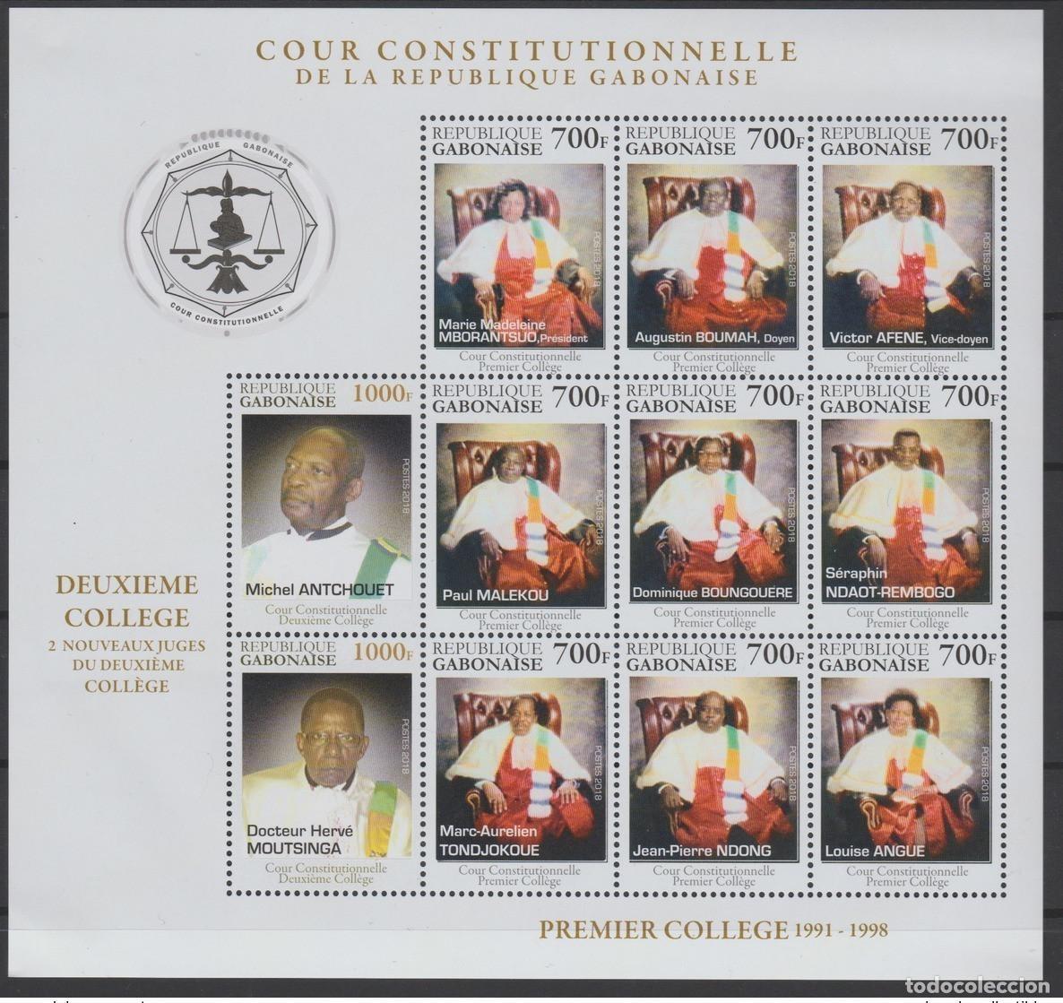 Sellos: Gab&oacute;n 2018/2019 Tribunal Constitucional Block S/S sortea 1.000 ex MNH