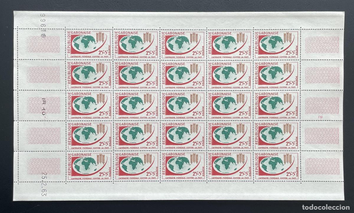 Briefmarken: Gab&oacute;n 1963 YT 165 bloque campa&ntilde;a mundial contra el hambre globo trigo