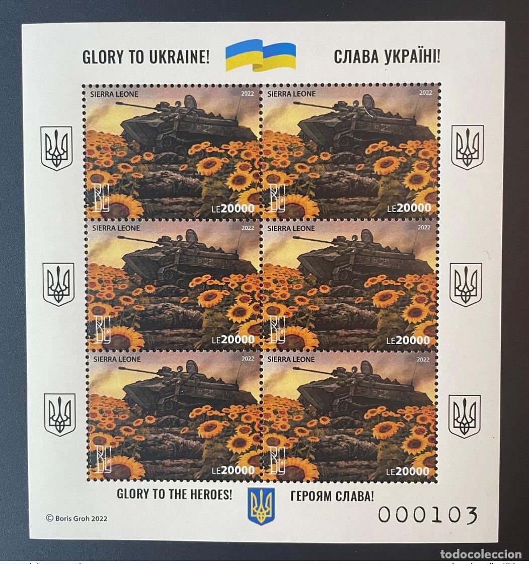 Sellos: Sierra Leona 2022 Mi.? Ficha t&eacute;cnica Boris Groh sobre el tanque de invasi&oacute;n ruso PERF Ucrania