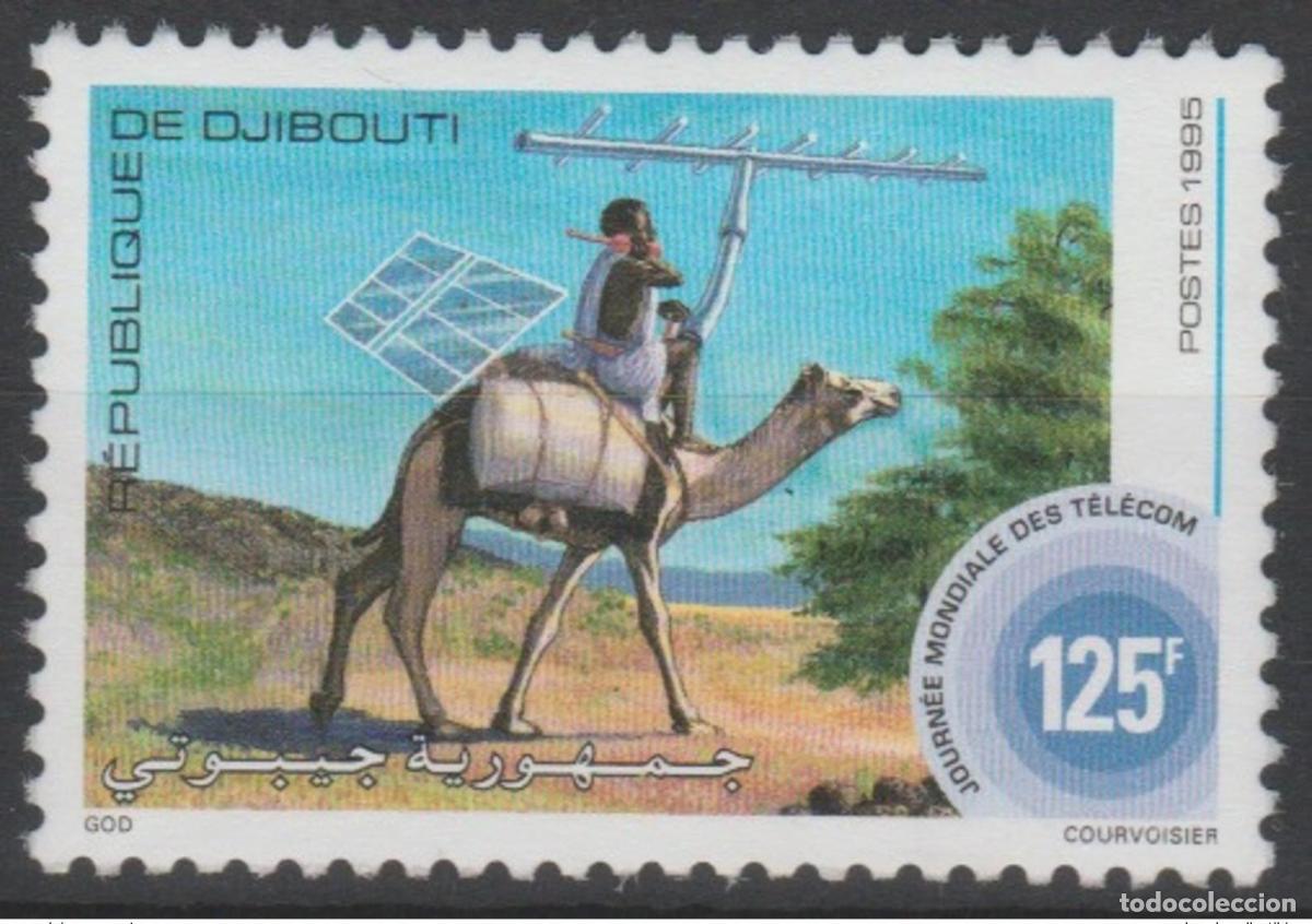 Sellos: Djibouti 1995 Mi. 613 D&iacute;a Mundial de las Telecomunicaciones Kamel camello Fauna