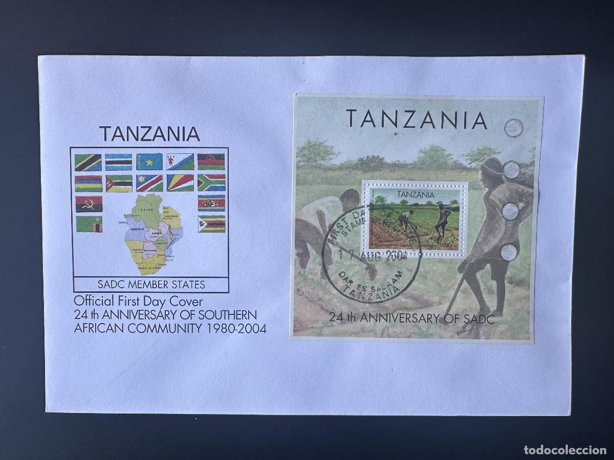 Sellos: Tanzania 2004 Mi. Bl. 567 FDC primer d&iacute;a 24 aniversario de la bandera SADC