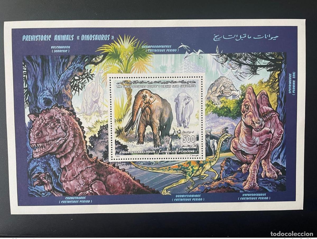 Sellos: Libia 1995 Mi. Bl. 141 Animales prehist&oacute;ricos Dinosaurios