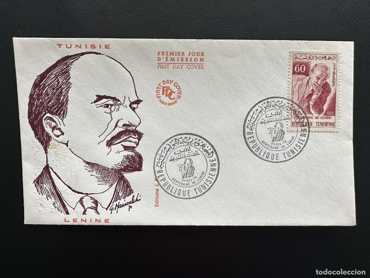 Sellos: T&uacute;nez 1970 YT 685 FDC Lenin centenario nacimiento revoluci&oacute;n retrato