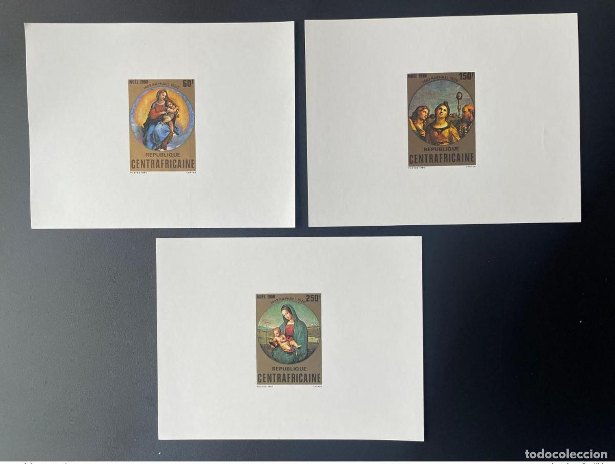 Sellos: Rep&uacute;blica Centroafricana 1980 Mi. 702 - 704 Lujo Proof Raphael Art No&euml;l Christmas