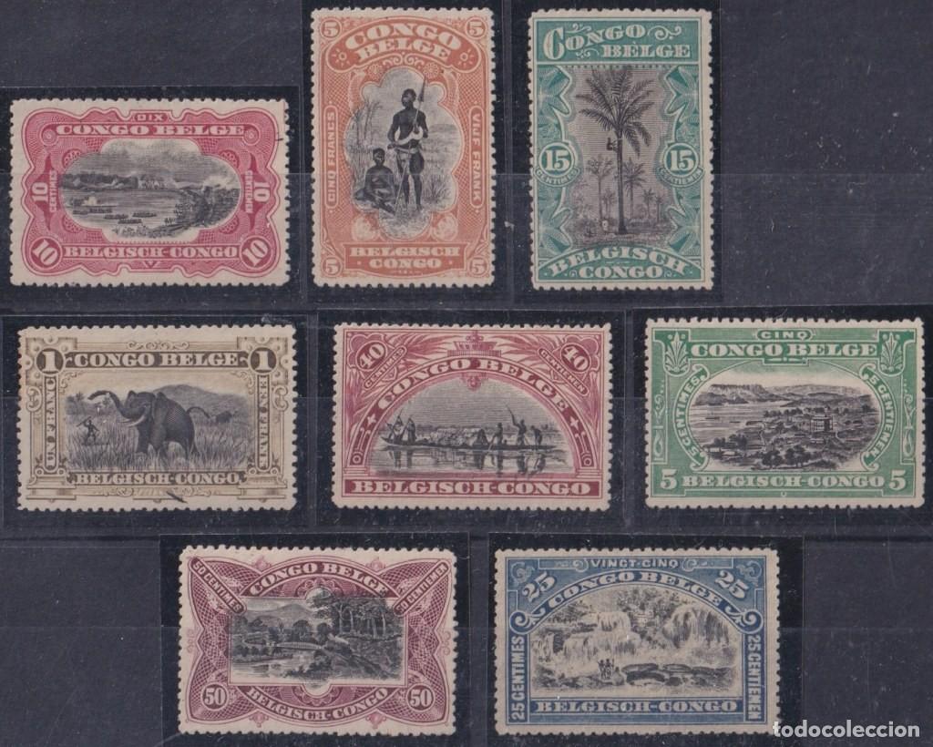 Sellos: F-EX62086 CONGO BELGIUM 1916 NO GUM SET ELEPHANT INDIGENOUS RAILROAD.