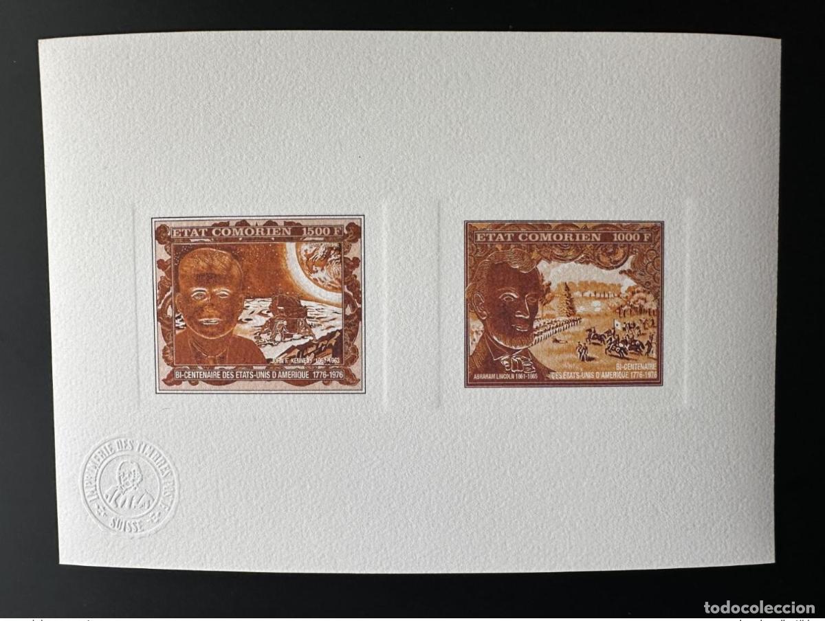 Sellos: Comoras 1976 Mi. 323 - 324 Bicentenario Artist's Proof USA Kennedy Lincoln