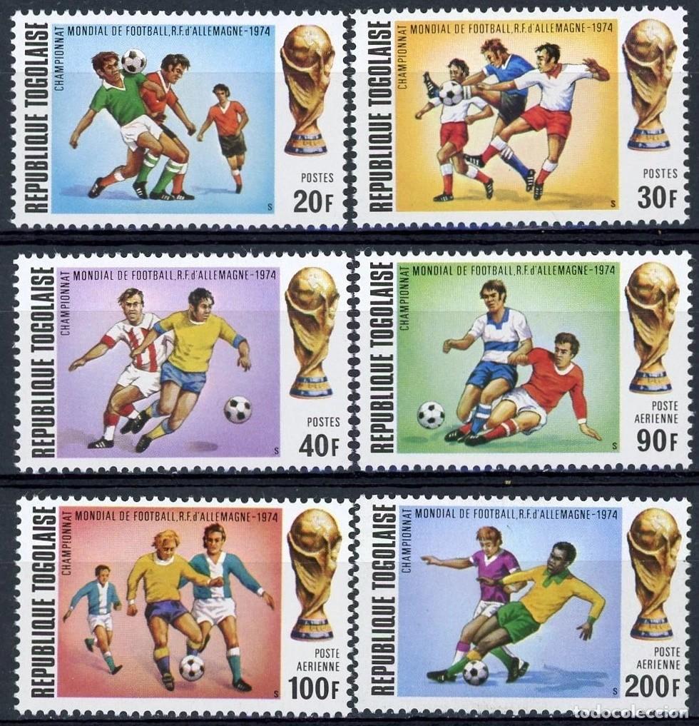 Sellos: Togo 1974 Ivert 796/8 y A&eacute;reo 216/8 *** Copa del Mundo de Futbol en Alemania - Deportes