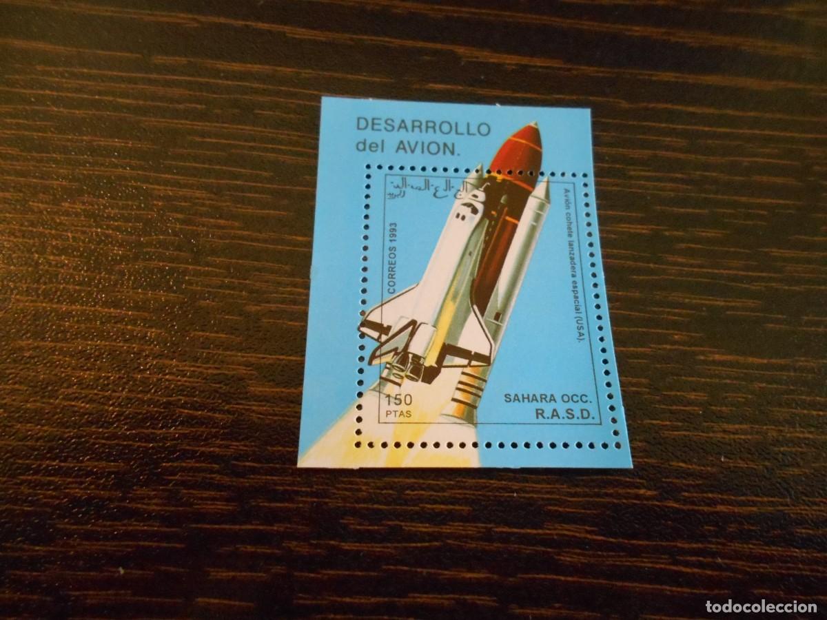 Sellos: SAHARA OCCIDENTAL-RASD-HOJA BLOQUE 1993-AVI&Oacute;N-LANZADERA ESPACIAL