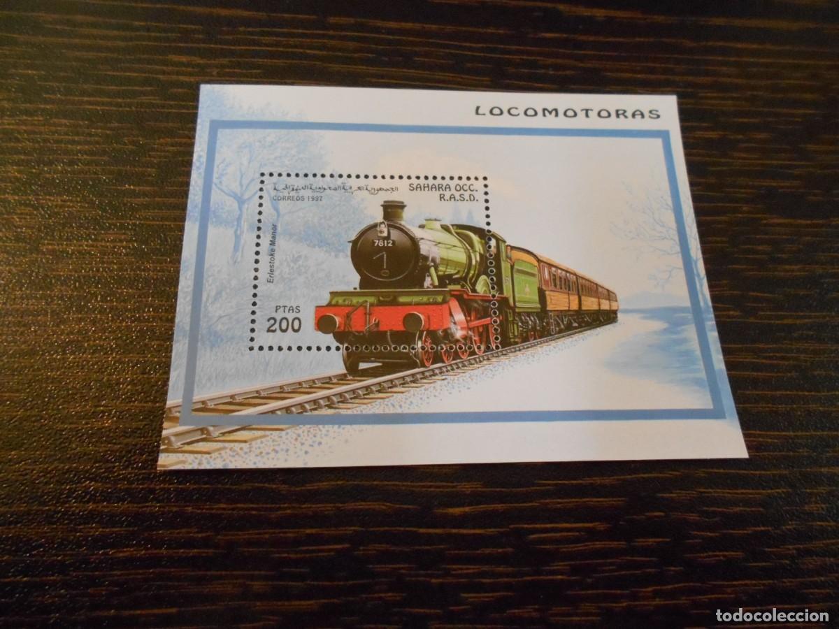 Sellos: SAHARA OCCIDENTAL-RASD-HOJA BLOQUE 1997-LOCOMOTORAS