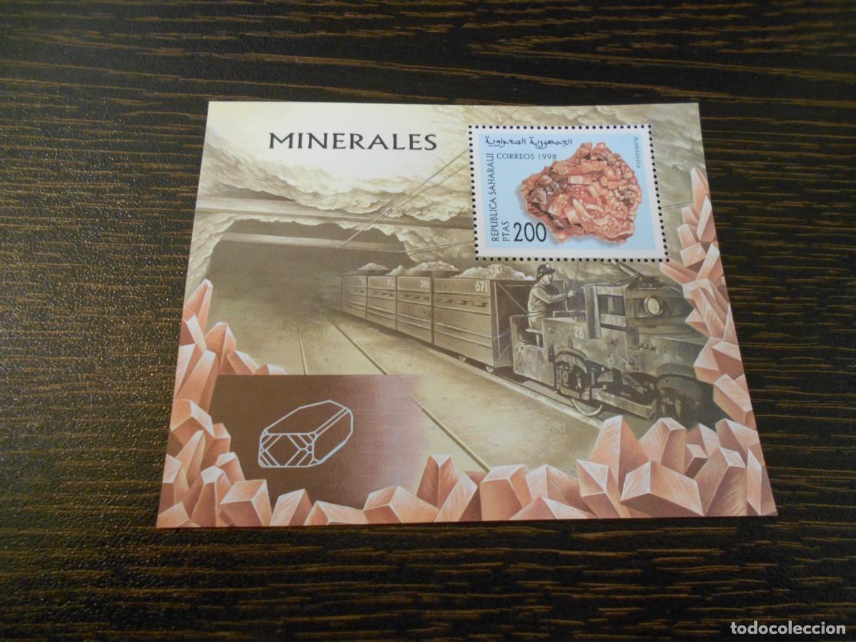 Sellos: SAHARA OCCIDENTAL-RASD-HOJA BLOQUE 1998-MINERALES