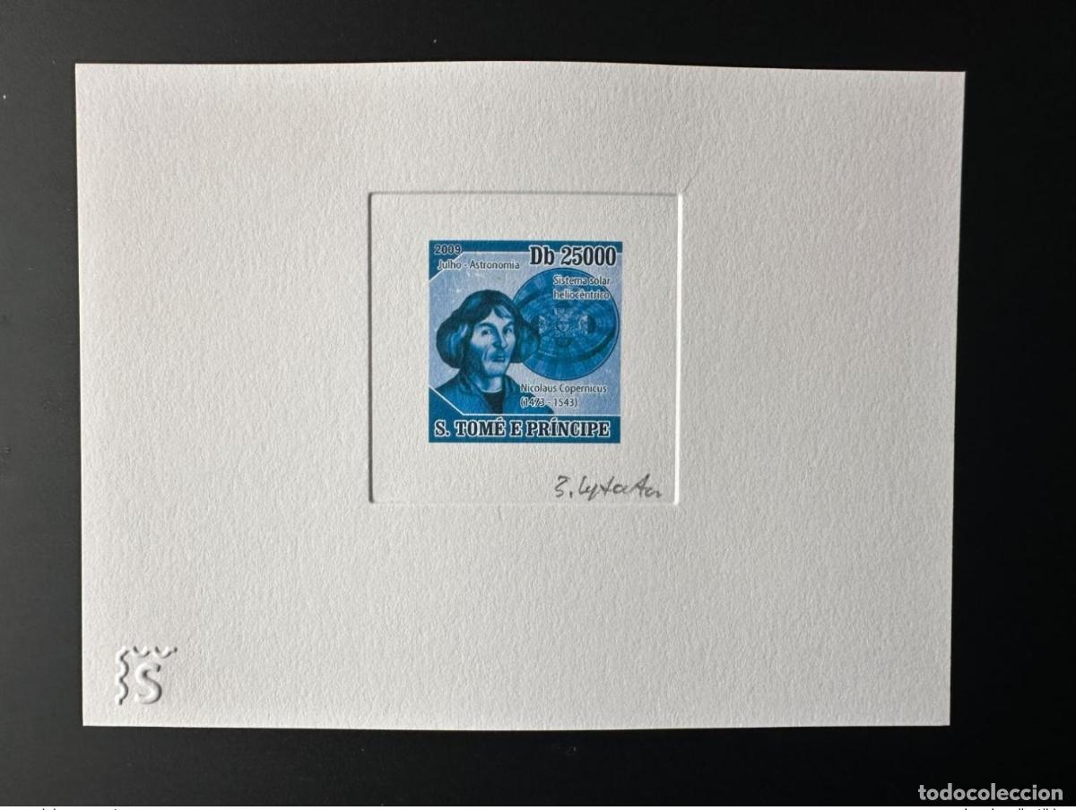 Sellos: Santo Tom&eacute; Pr&iacute;ncipe 2009 Mi. 4035 Prueba de artista Nicolas Copernic BLUE