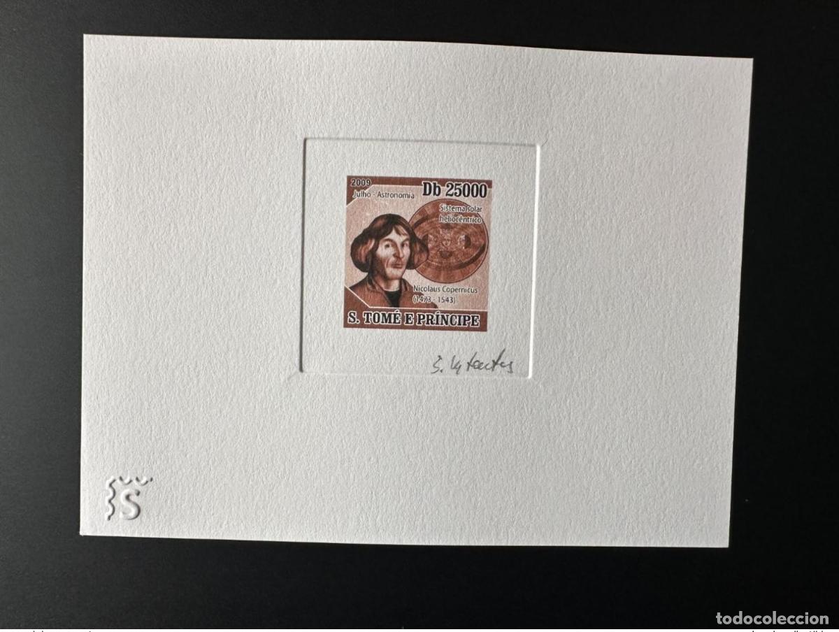 Sellos: Santo Tom&eacute; Pr&iacute;ncipe 2009 Mi. 4035 Prueba de artista Nicolas Copernic BROWN
