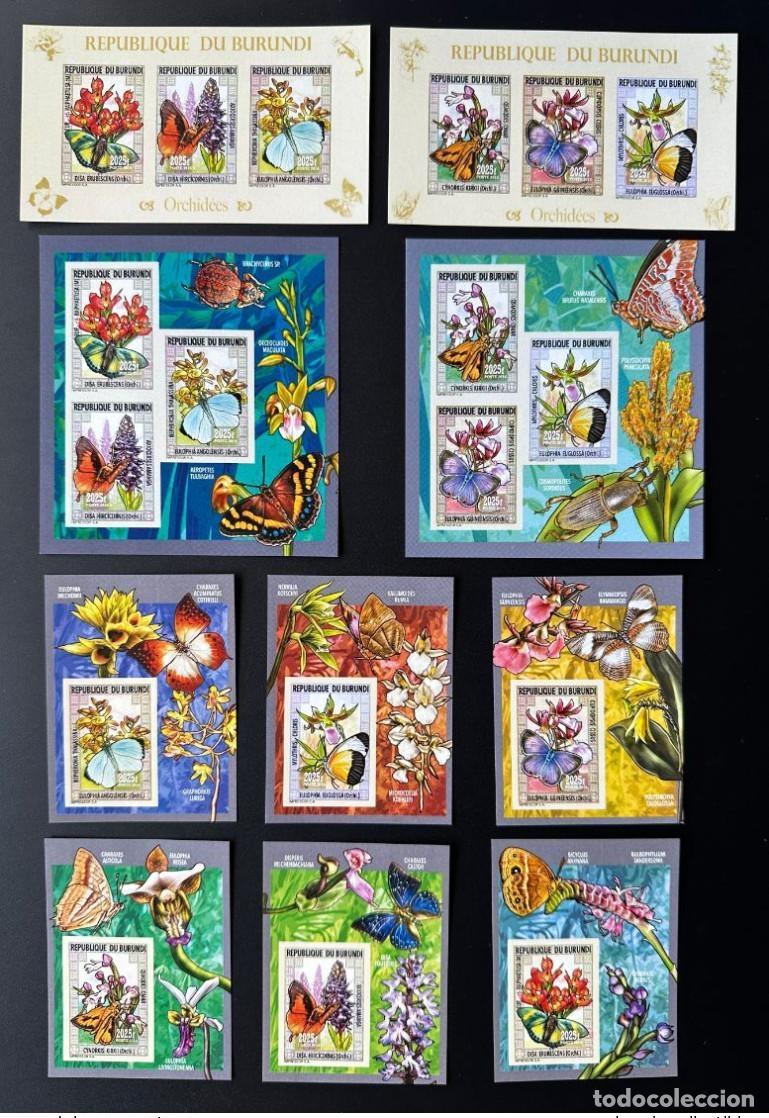 Sellos: Burundi 2014/2015 Mi. 3542 - 3547 Bl. 541 546 ND Orqu&iacute;deas Flores de mariposa