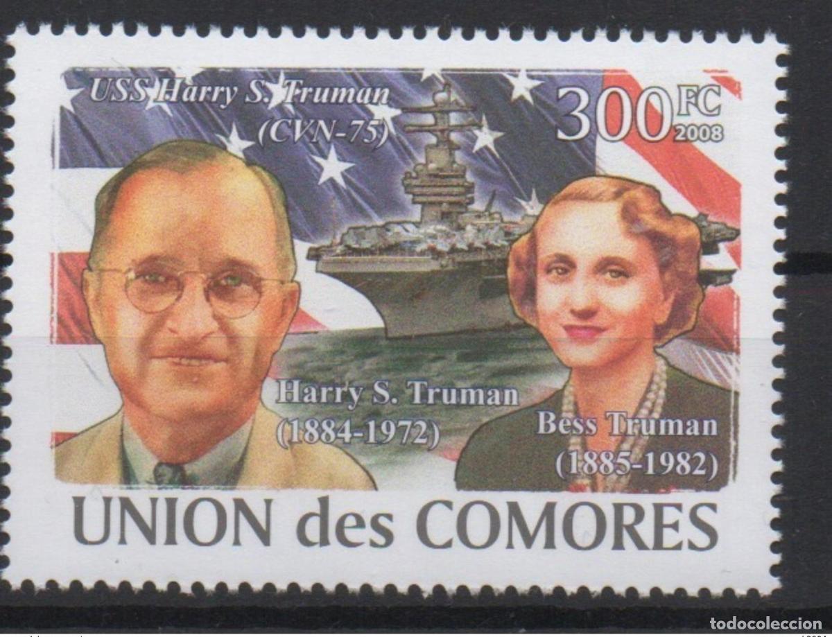 Sellos: Comoras 2008 EE.UU. Harry Truman CVN-75 portaaviones Bateau Mi. I-VI Bl. I No publicado
