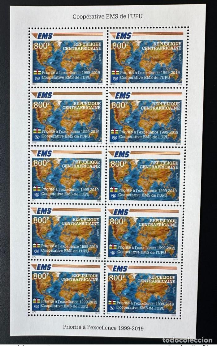 Briefmarken: Edici&oacute;n conjunta EMS del folleto Mi. 9030 vig&eacute;simo aniversario de la Rep&uacute;blica Centroafricana 2019