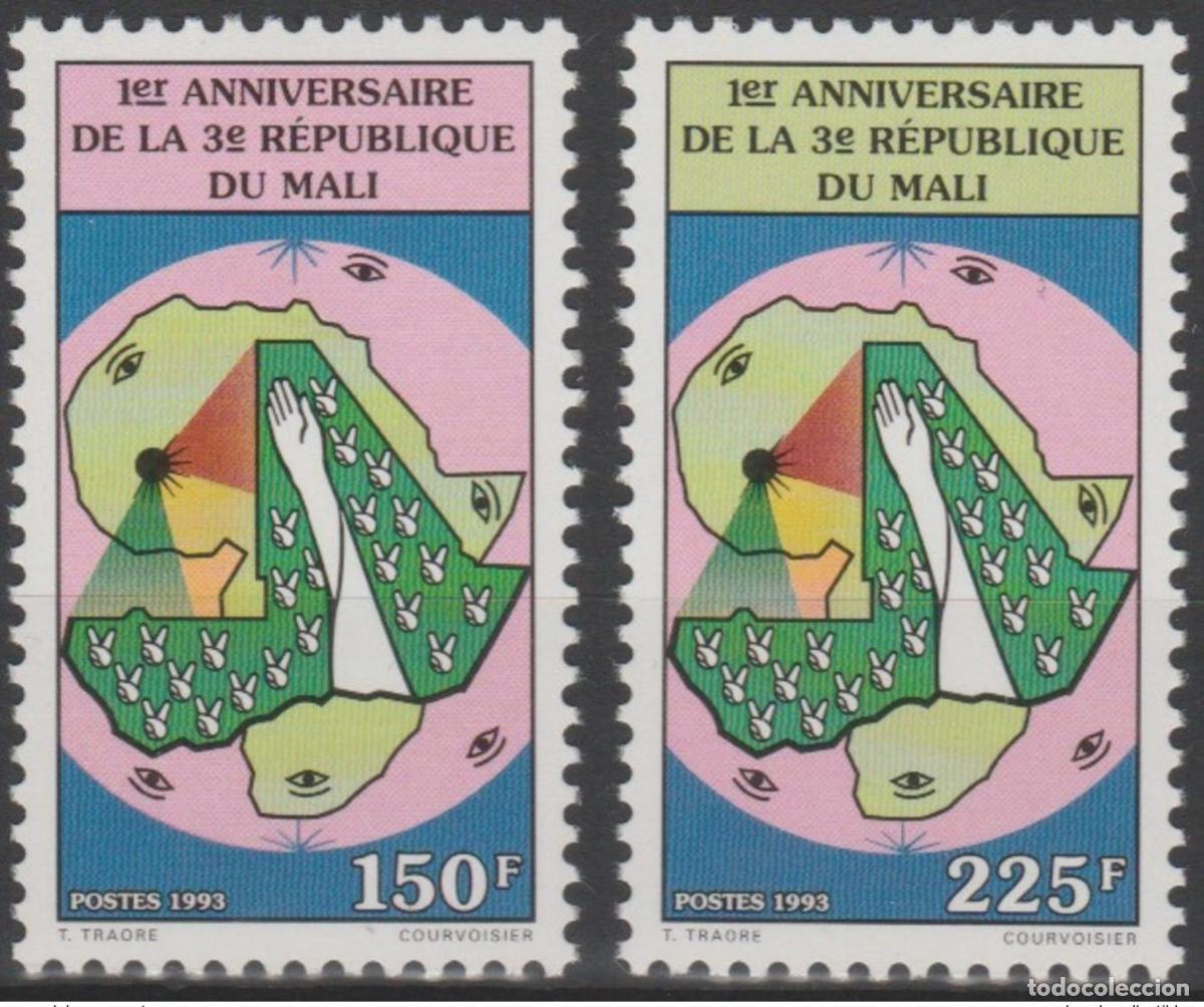 Selos: Mali 1993 Mi. 1173 - 1174 Primer aniversario de la Tercera Rep&uacute;blica Mal&iacute; Pol&iacute;tica