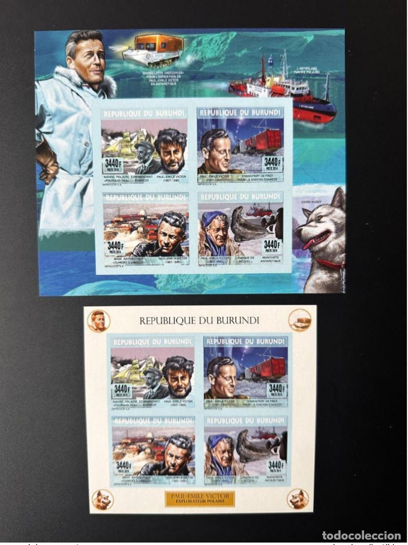 Francobolli: Burundi 2014/2015 Mi. 3522 - 3525 ND IMPERF Paul-Emile Victor P&eacute;rtiga exploradora