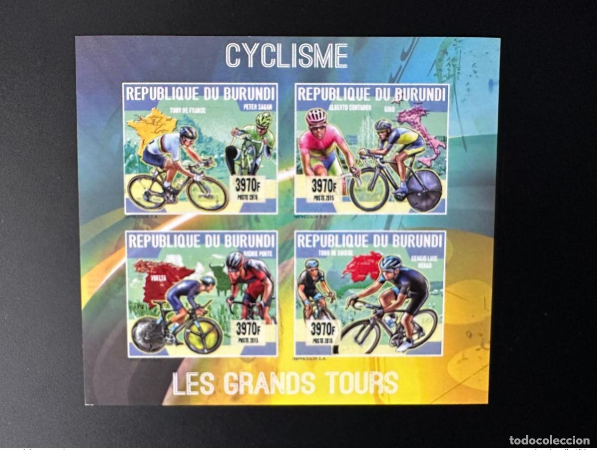 Francobolli: Burundi 2015/2016 Mi. 3615 - 3618 ND IMPERF Cycling Bike Tour France Contador