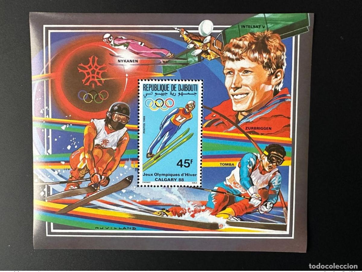 Sellos: Yibuti 1988 Mi. Espacio de esqu&iacute; Bl. 144 para los Juegos Ol&iacute;mpicos Invierno Calgary