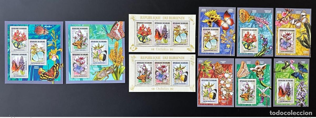 Sellos: Burundi 2014/2015 Mi. 3542 - 3547 Bl. 541 546 Orqu&iacute;deas Flores de mariposa