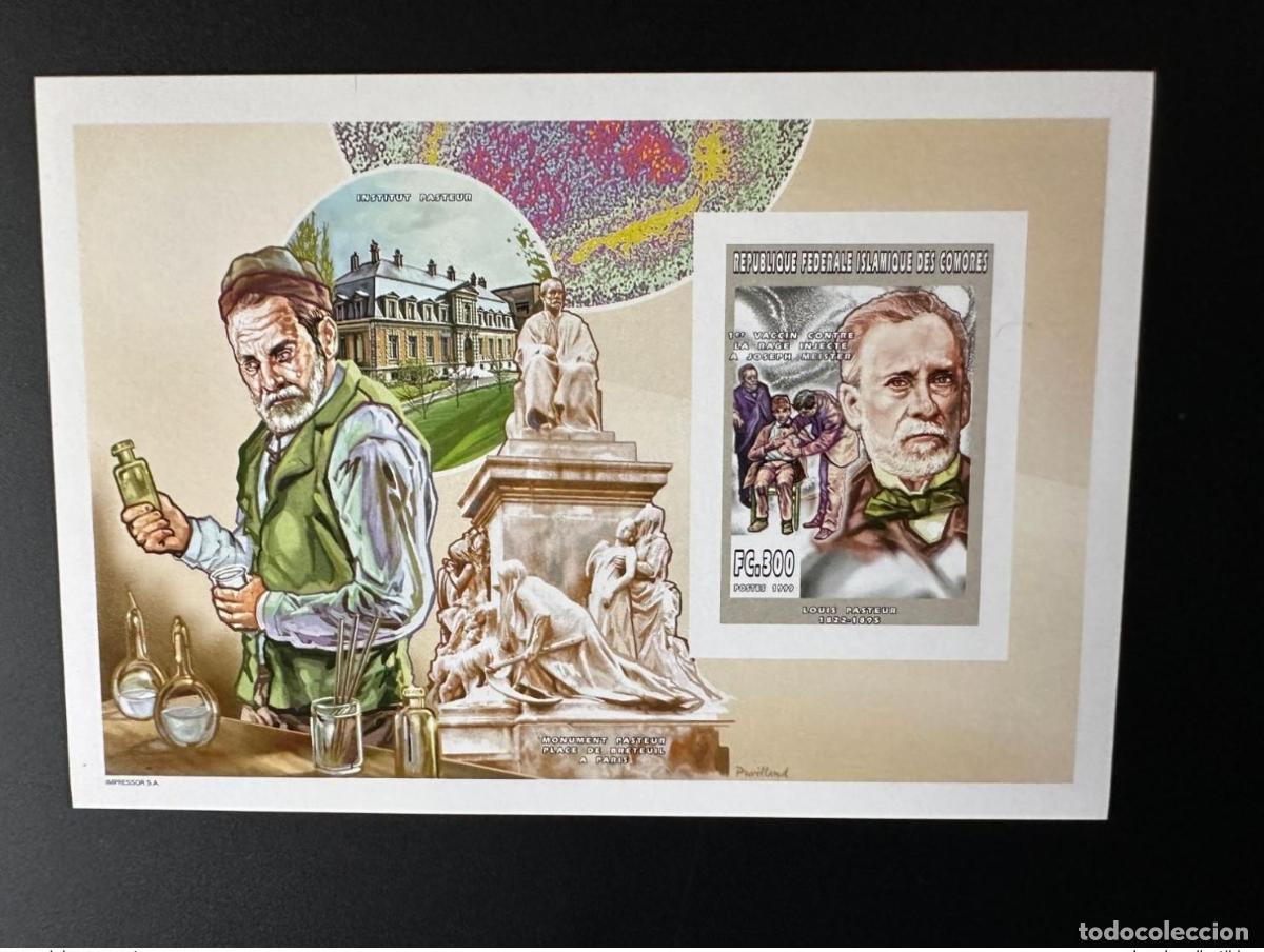 Sellos: Comoras 1999 YT 1116 ND Imperf Luxury Block Louis Pasteur Health Vacuna contra la rabia