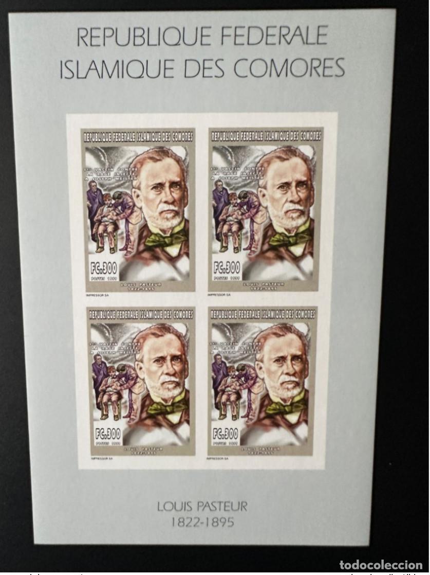 Sellos: Comoras 1999 YT 1116 ND Imperf Louis Pasteur Health Vacune Rage