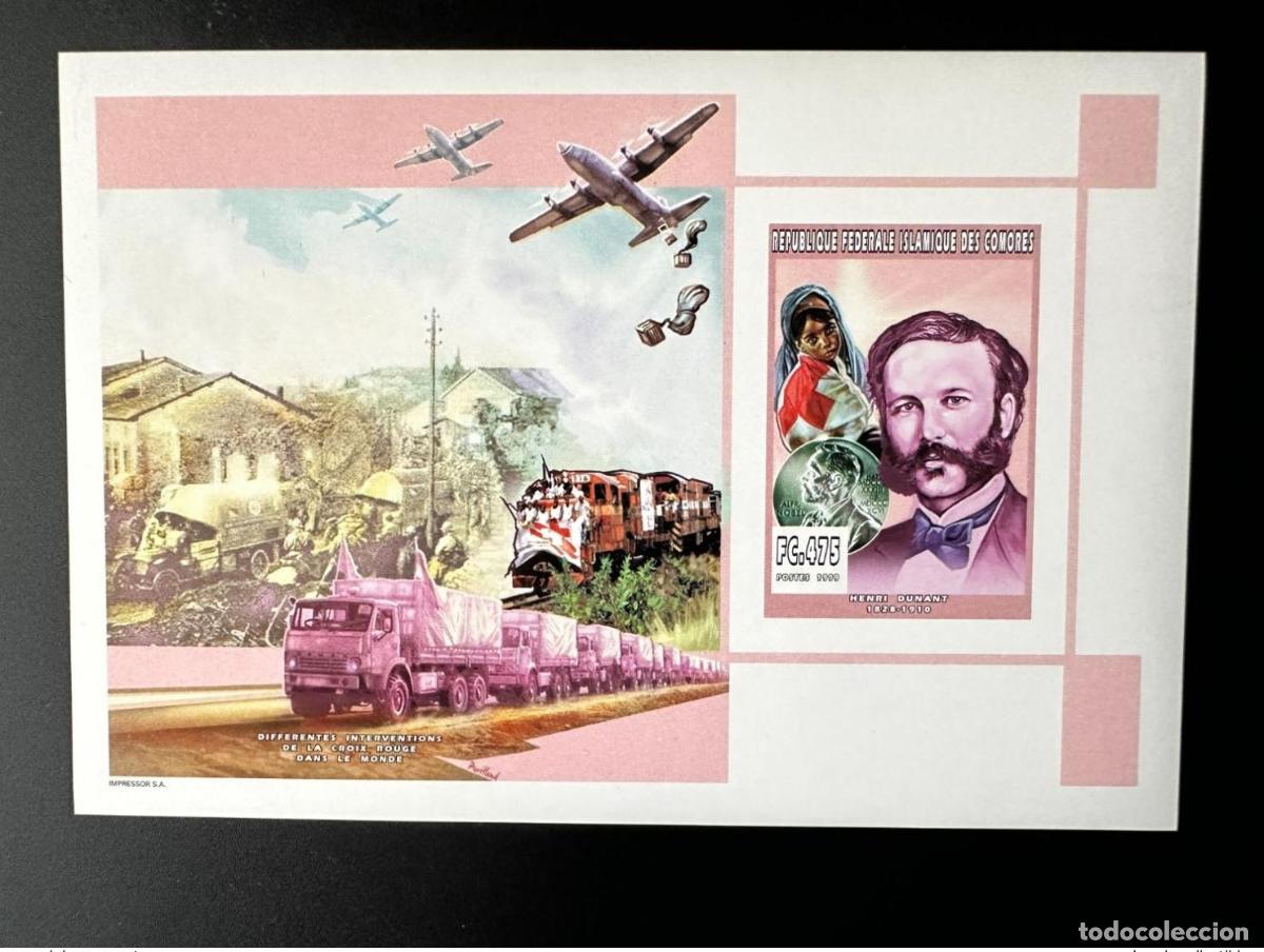 Sellos: Comoras 1999 YT 1119 ND Block Lujoso tren avi&oacute;n Henri Henry Dunant de la Cruz Roja