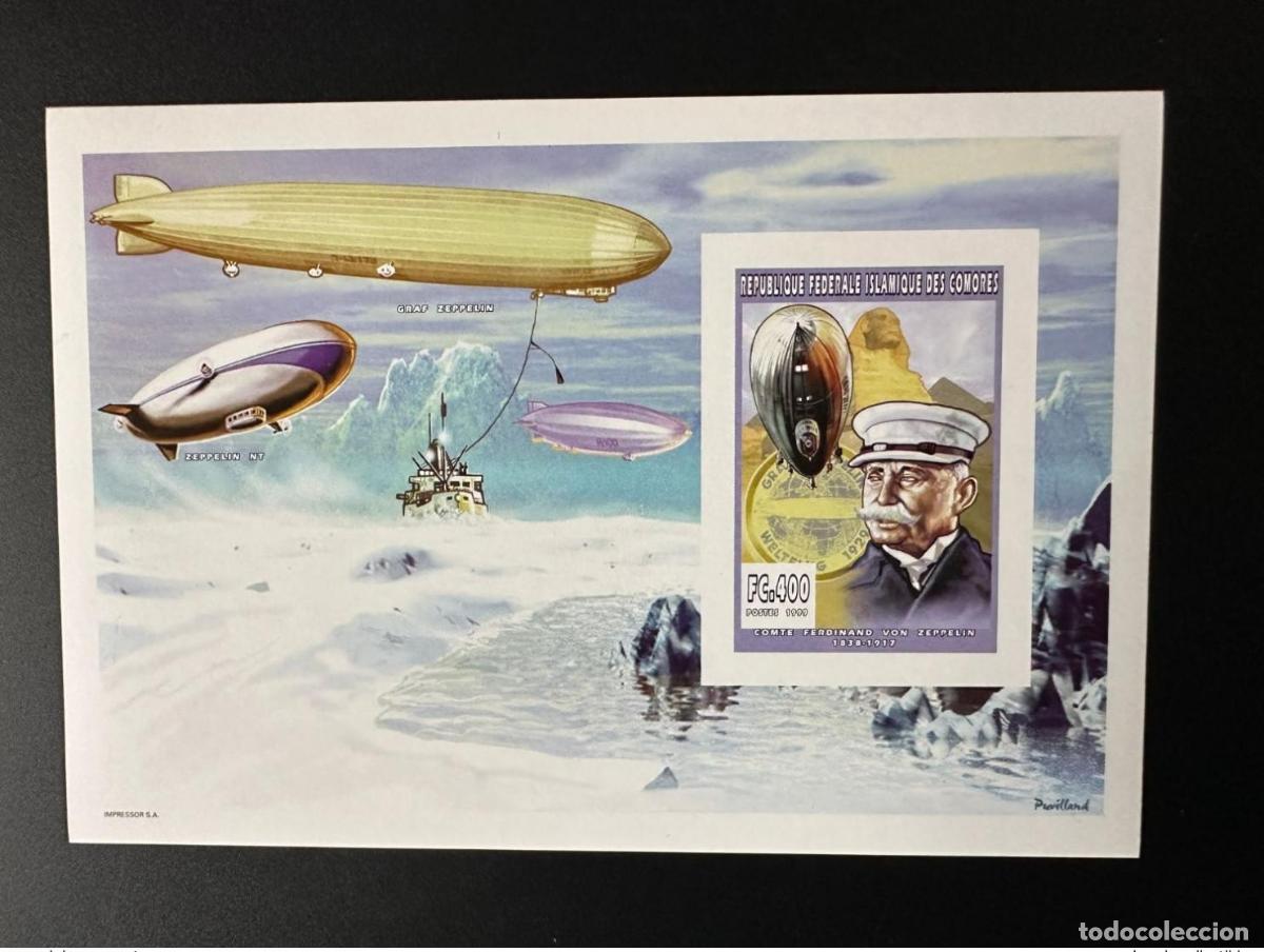 Francobolli: Comoras 1999 YT 1118 ND Imperf Luxury Block Count Ferdinand Zeppelin Sphinx
