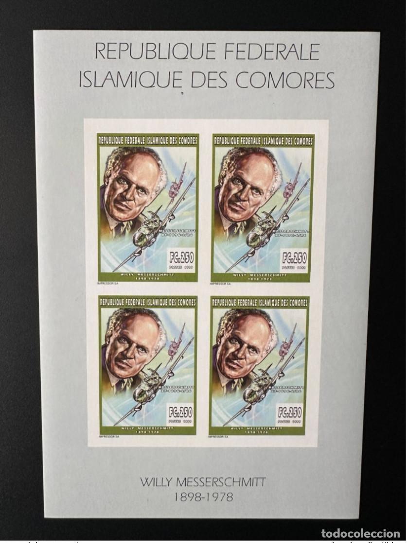 Stamps: Avi&oacute;n Comoras 1999 YT 1115 ND Imperf Willy Messerschmitt Avion