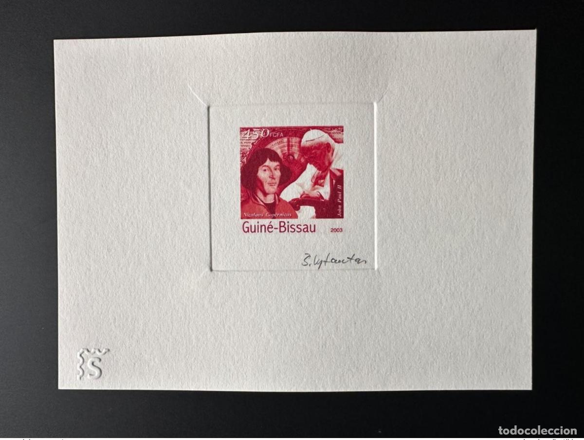Sellos: Guinea Bissau 2003 Mi. 2431 Prueba de artista Cop&eacute;rnico Juan Pablo II Papa ROJO