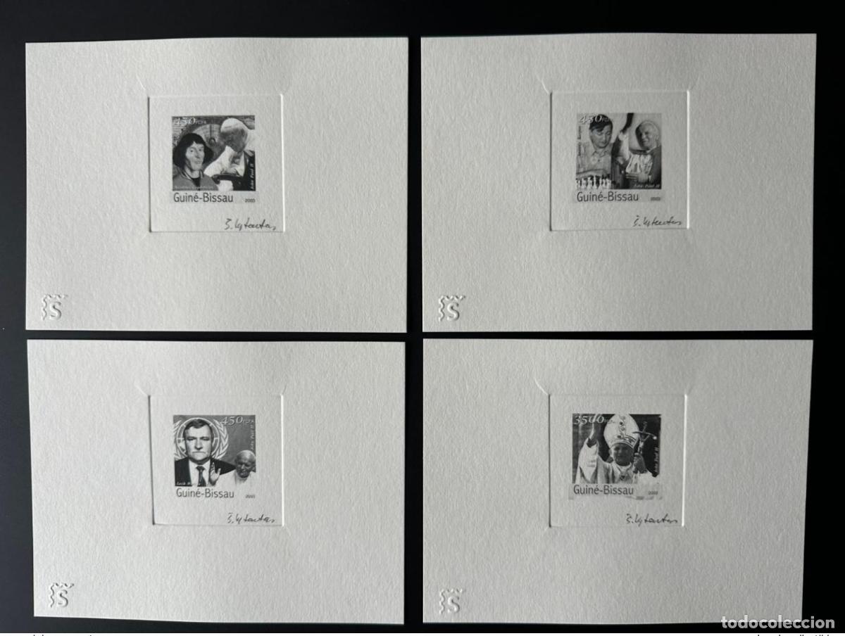 Sellos: Guin&eacute; Bissau 2003 Mi. 2420 - 2437 Prueba de artista Juan Pablo II Cop&eacute;rnico NEGRO