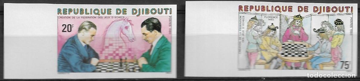 Sellos: DJIBOUTI 1980, Ivert 519/20 - AJEDREZ - SIN DENTAR. MNH.
