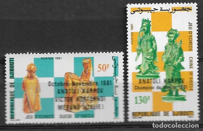 Sellos: DJIBOUTI 1981, Ivert 548/49 - AJEDREZ CON SOBRECARGA. MNH.