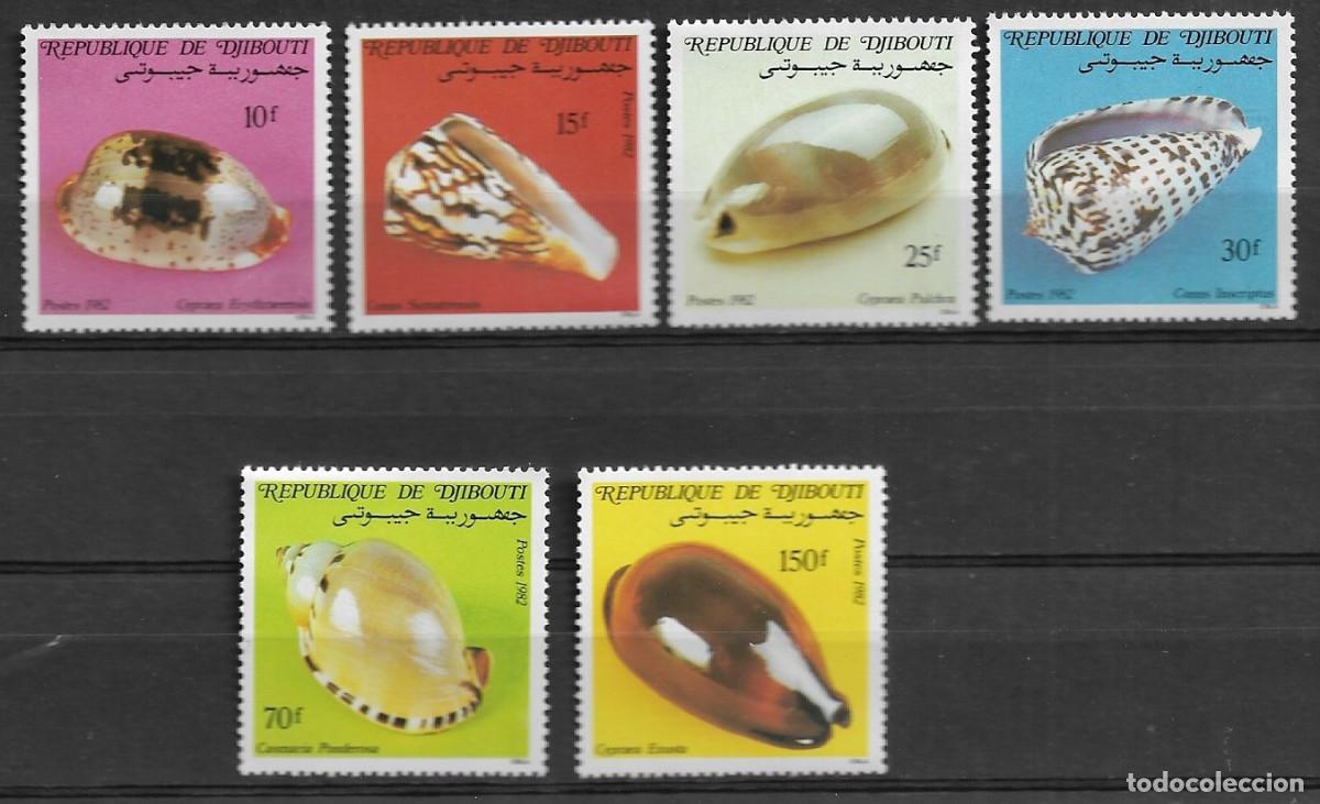 Sellos: DJIBOUTI 1982, Ivert 557/62 - CONCHAS MARINAS. MNH.