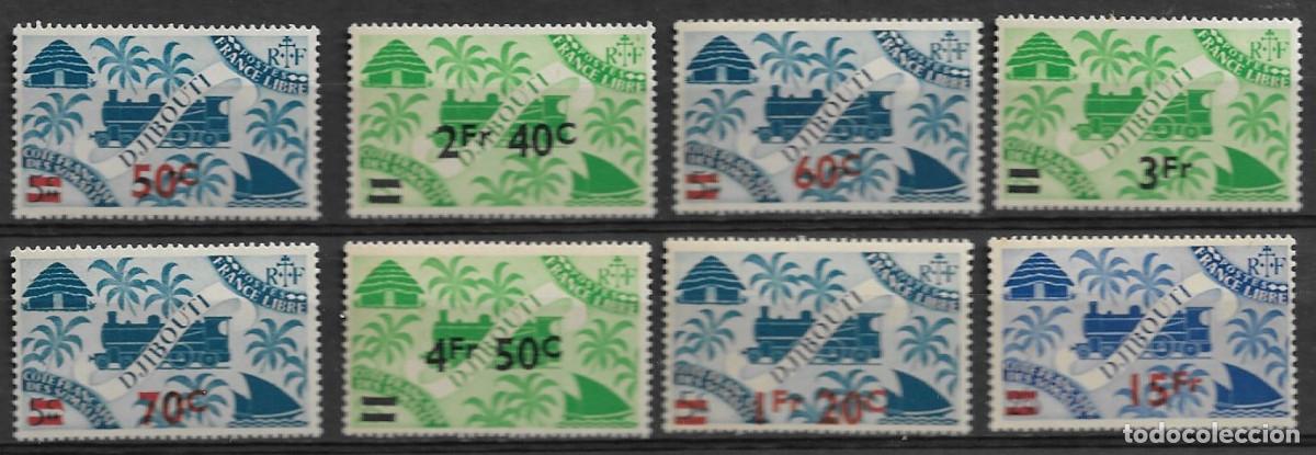 Sellos: DJIBOUTI 1945, Ivert 254/61 - LOCOMOTORAS. MNH.
