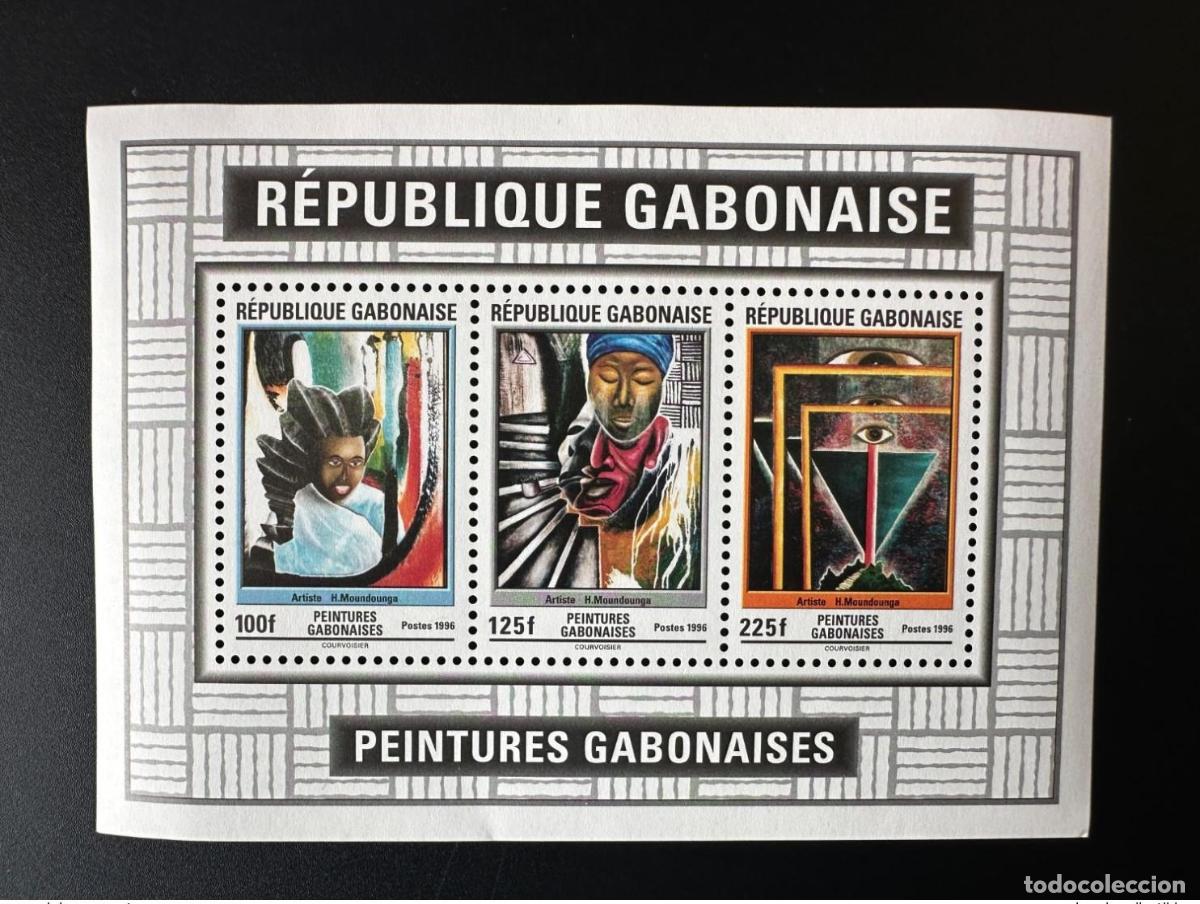 Sellos: Gab&oacute;n 1996 Mi. Bl. 87 pinturas gabonesas Art Kunst H. Moudounga