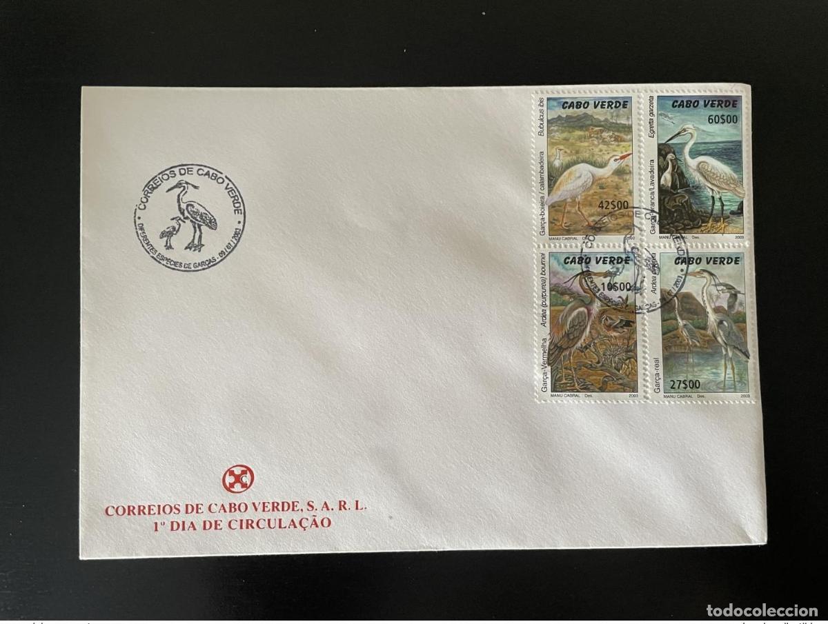 Sellos: Cabo Verde 2003 Mi. 828 - 831 FDC Gar&ccedil;as Stelzv&ouml;gel Echassiers P&aacute;jaros