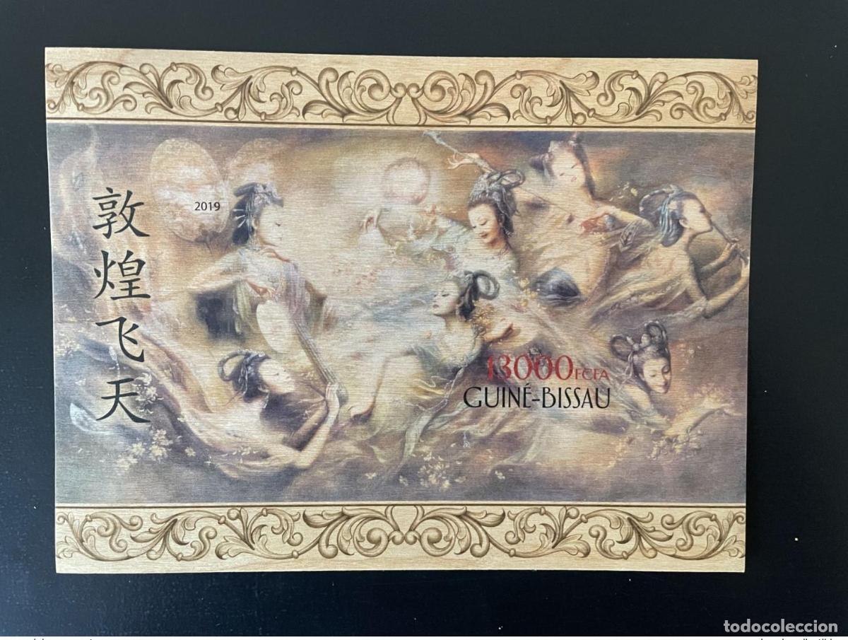 Sellos: Guinea-Bis&aacute;u 2019 IMPERF ND Mi. Bl. 1883 Budismo chino Flying Apsara Wood