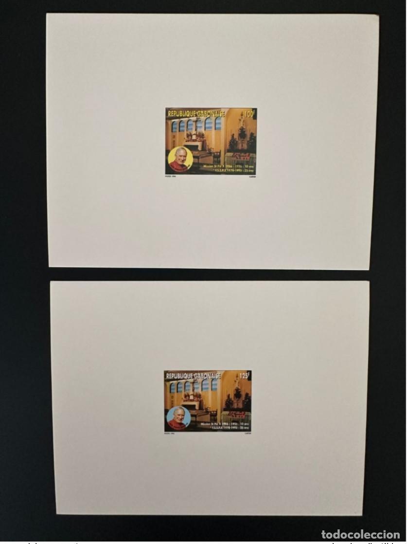 Sellos: Gab&oacute;n 1996 Mi. 1289 - 1290 Proof Luxury Mission Pie X Religion Church Pope