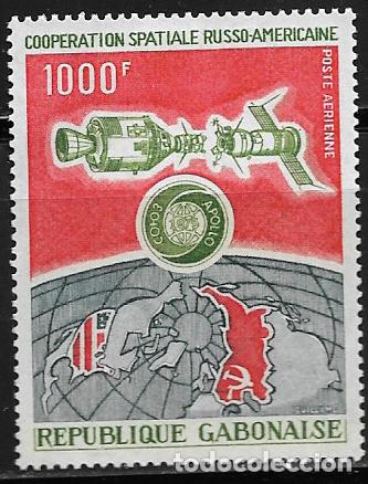 Sellos: GABON 1974, SERIE Ivert A-155 - COOPERACI&Oacute;N ESPACIAL RUSIA , EE.UU.. MNH.